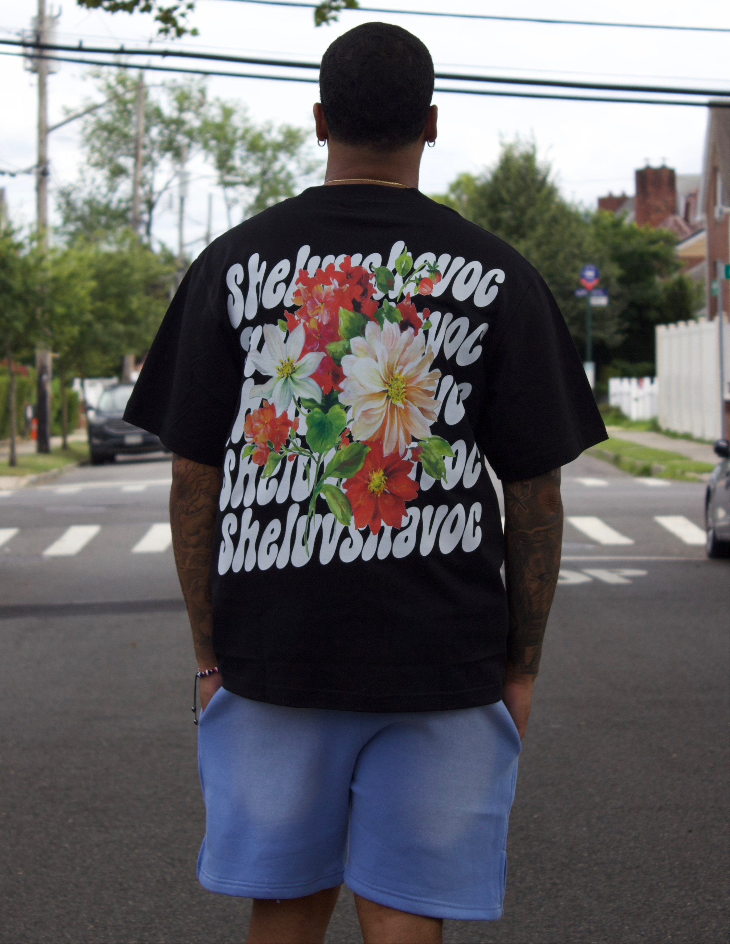 Black "sheluvshavoc" Over Size Tee