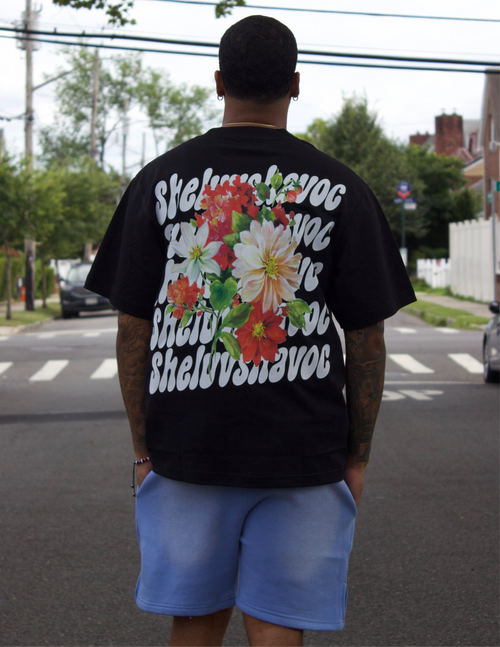 Black "sheluvshavoc" Over Size Tee